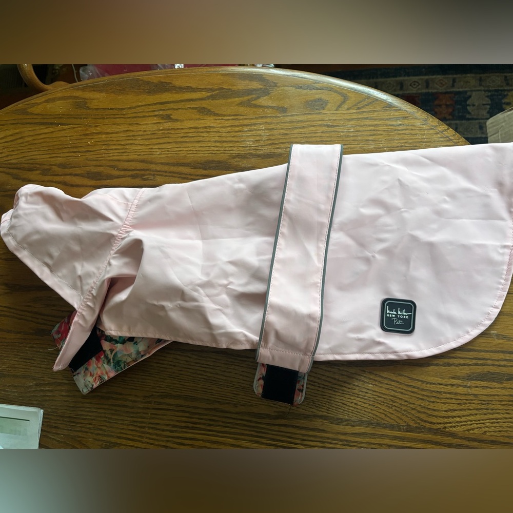 Nicole Miller Light Pink Dog Raincoat with Floral Trim